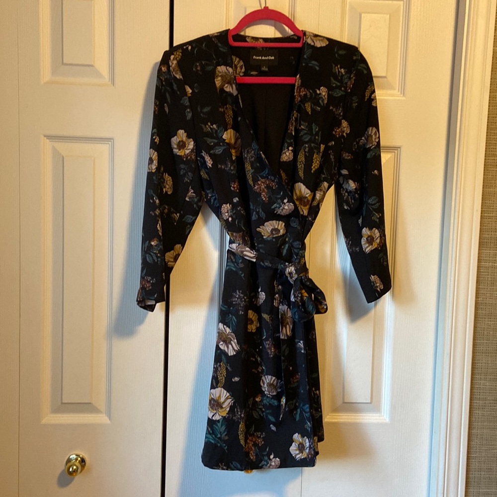Frank & Oak Floral Midi Dress - Black and Cream